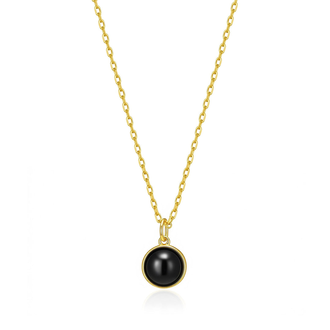18k Gold Plated Black Onyx Necklace - Philip Jones Jewellery