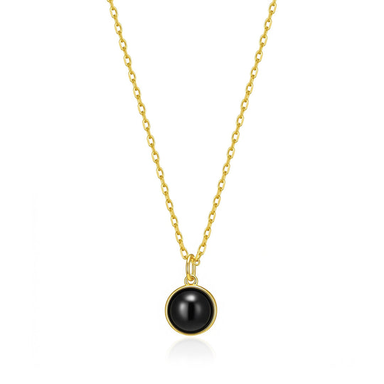 18k Gold Plated Black Onyx Necklace - Philip Jones Jewellery
