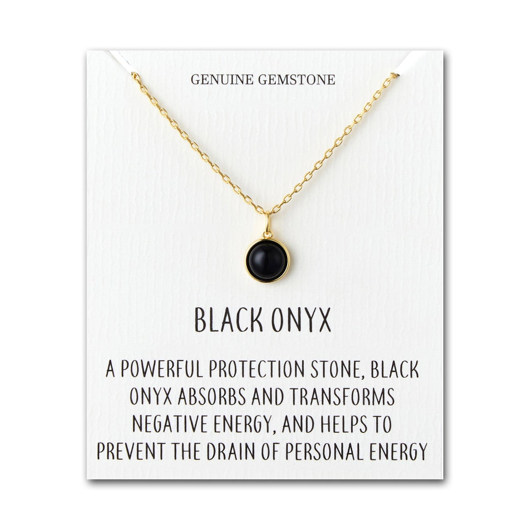 18k Gold Plated Black Onyx Necklace with Quote Card - Philip Jones Jewellery