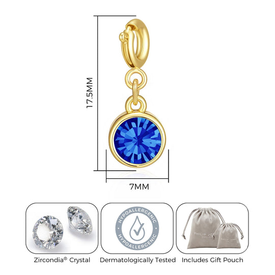 18k Gold Plated Clip on Birthstone Charms Created with Zircondia® Crystals - Philip Jones Jewellery