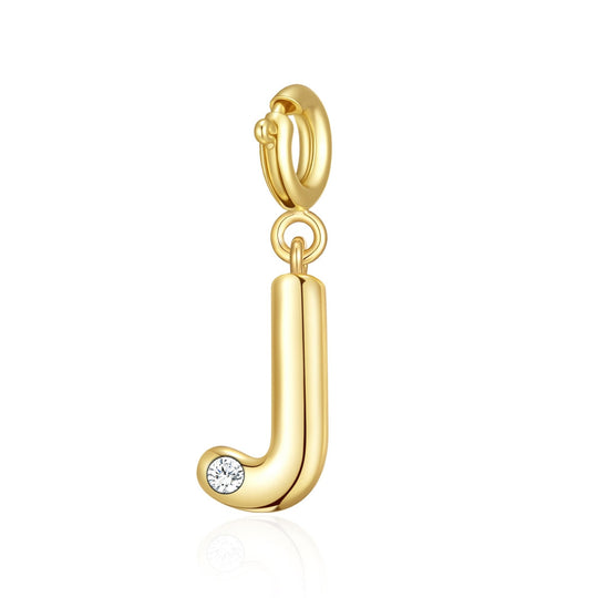 18k Gold Plated Clip On Initial Charms Letter A - Z Created with Zircondia® Crystals - Philip Jones Jewellery