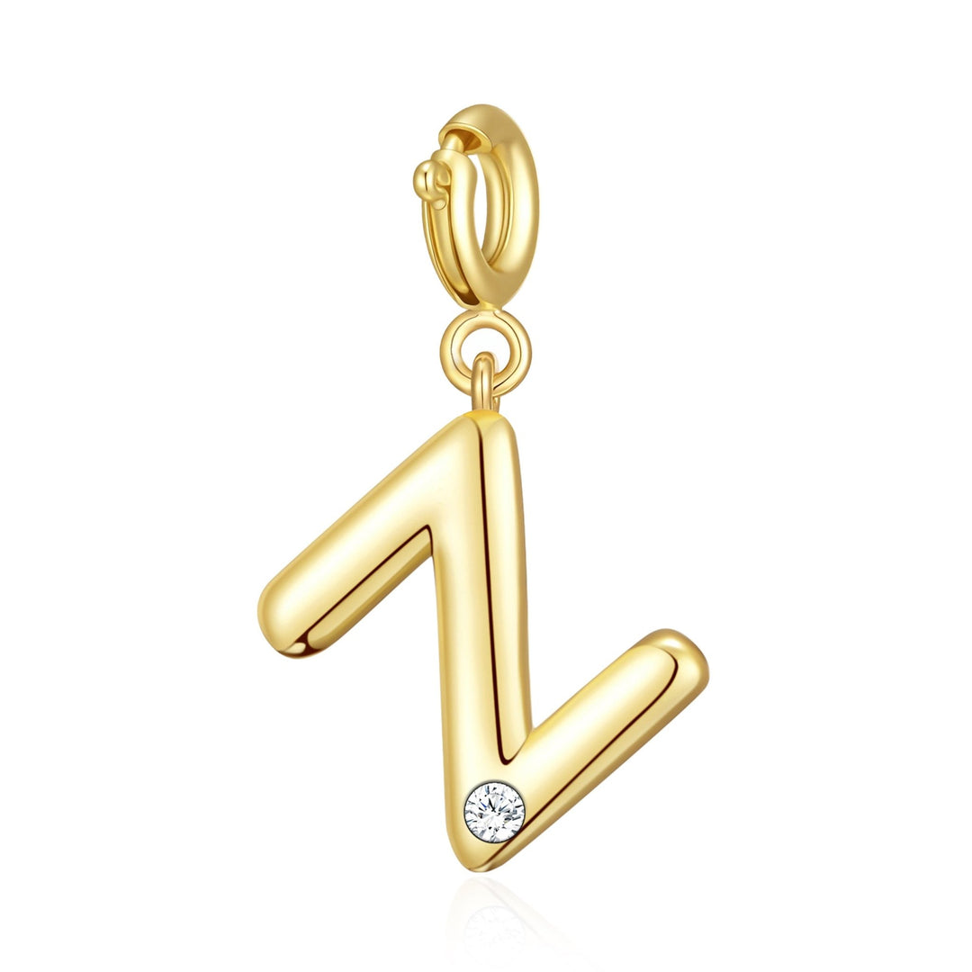 18k Gold Plated Clip On Initial Charms Letter A - Z Created with Zircondia® Crystals - Philip Jones Jewellery