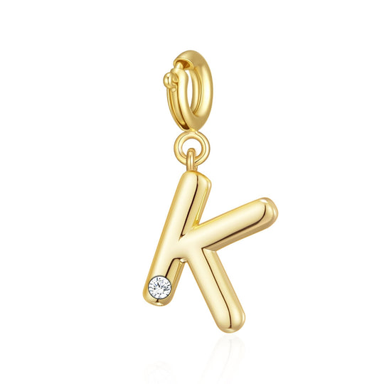 18k Gold Plated Clip On Initial Charms Letter A - Z Created with Zircondia® Crystals - Philip Jones Jewellery