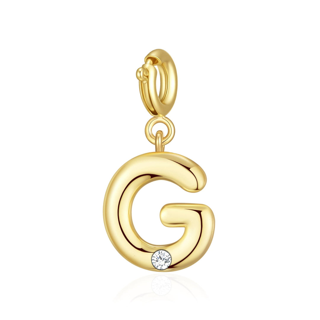 18k Gold Plated Clip On Initial Charms Letter A - Z Created with Zircondia® Crystals - Philip Jones Jewellery