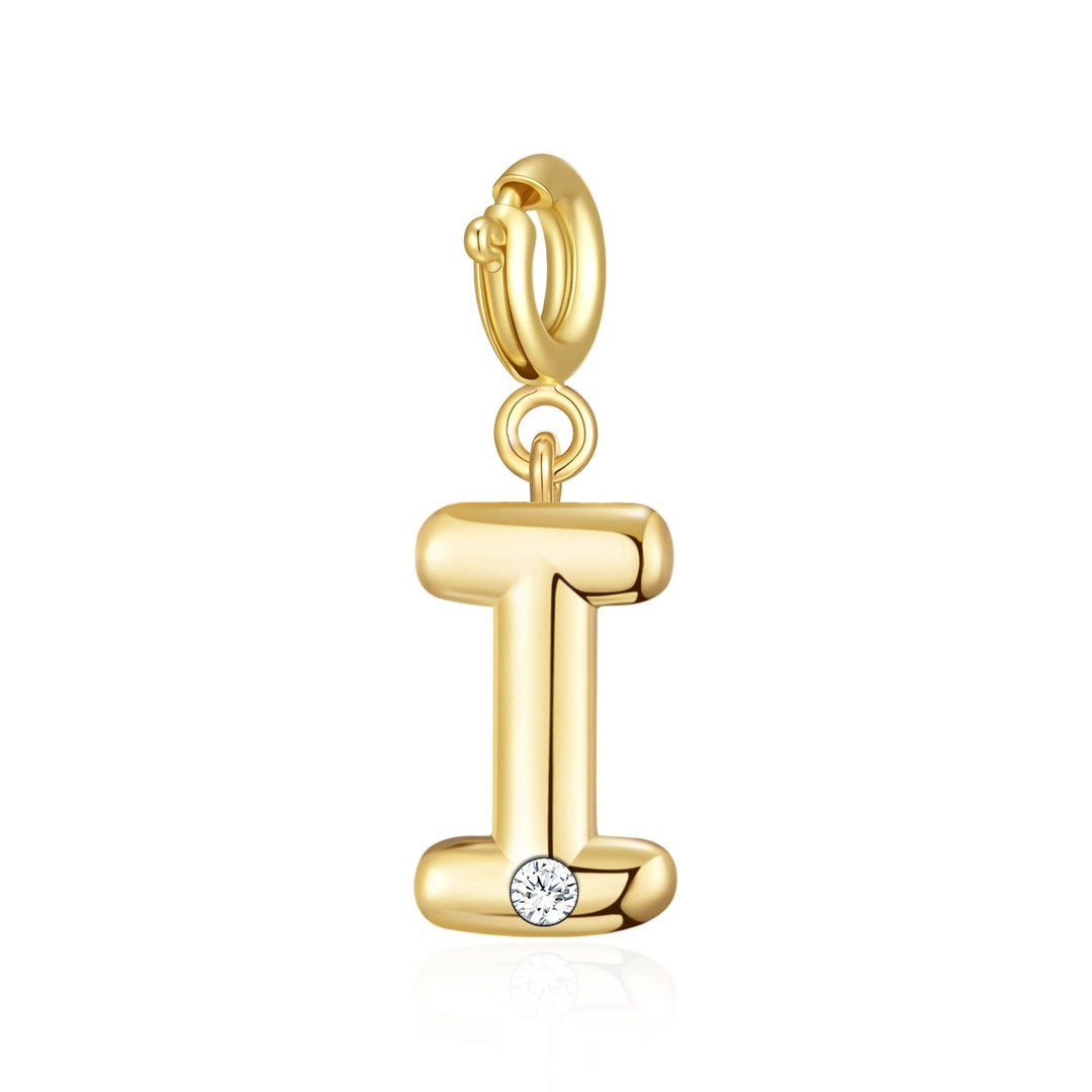 18k Gold Plated Clip On Initial Charms Letter A - Z Created with Zircondia® Crystals - Philip Jones Jewellery