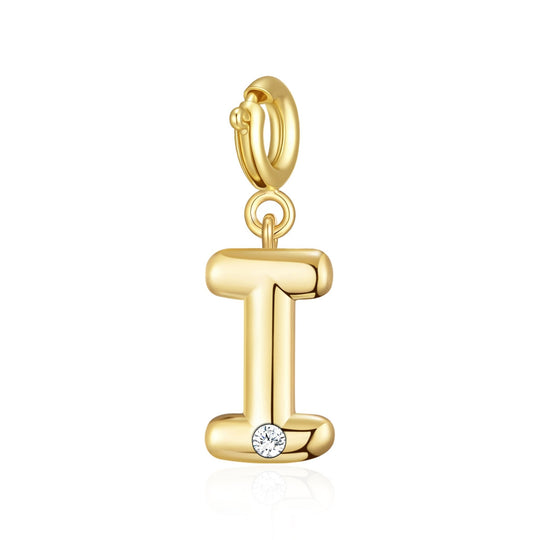 18k Gold Plated Clip On Initial Charms Letter A - Z Created with Zircondia® Crystals - Philip Jones Jewellery