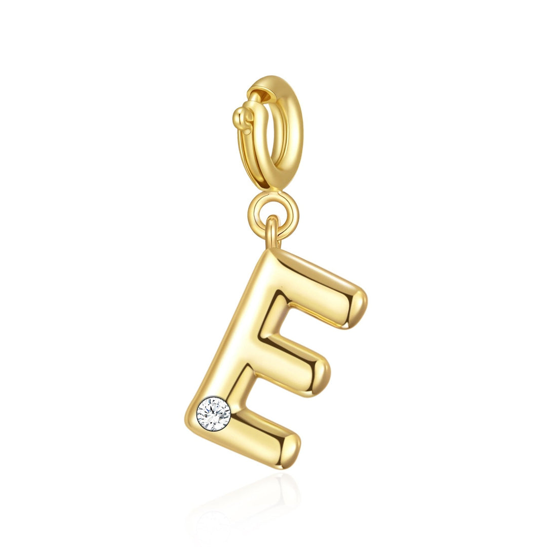 18k Gold Plated Clip On Initial Charms Letter A - Z Created with Zircondia® Crystals - Philip Jones Jewellery