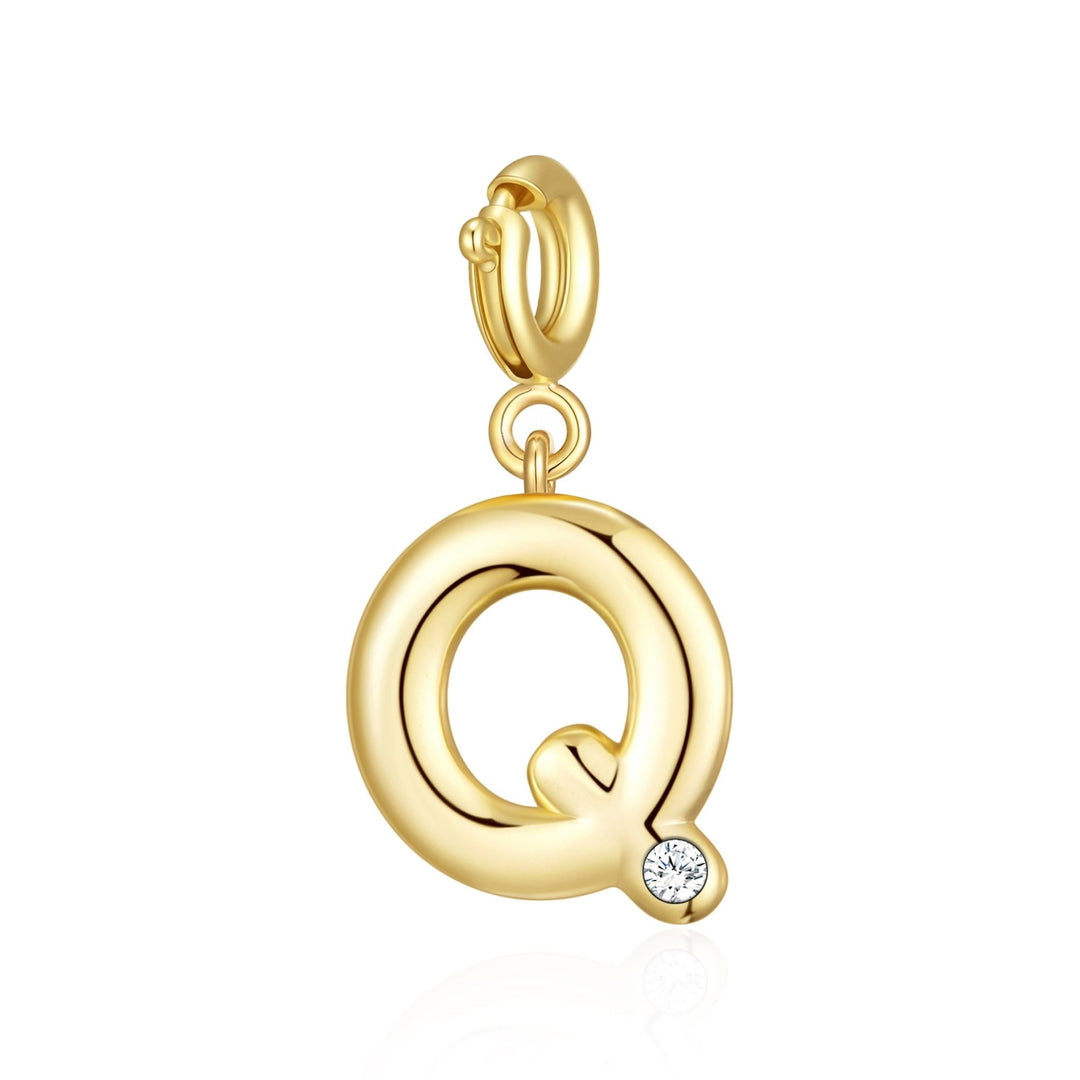 18k Gold Plated Clip On Initial Charms Letter A - Z Created with Zircondia® Crystals - Philip Jones Jewellery
