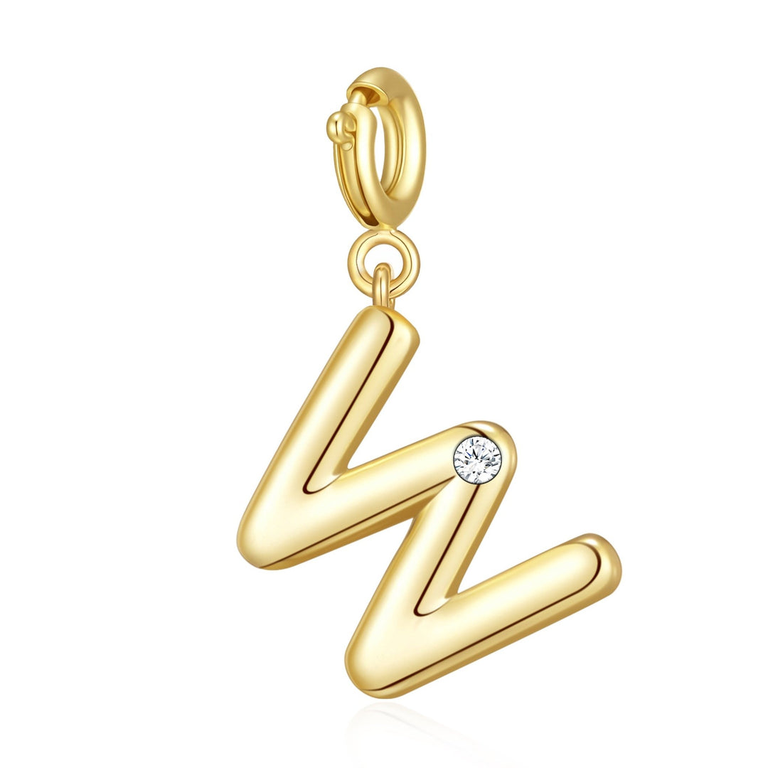 18k Gold Plated Clip On Initial Charms Letter A - Z Created with Zircondia® Crystals - Philip Jones Jewellery