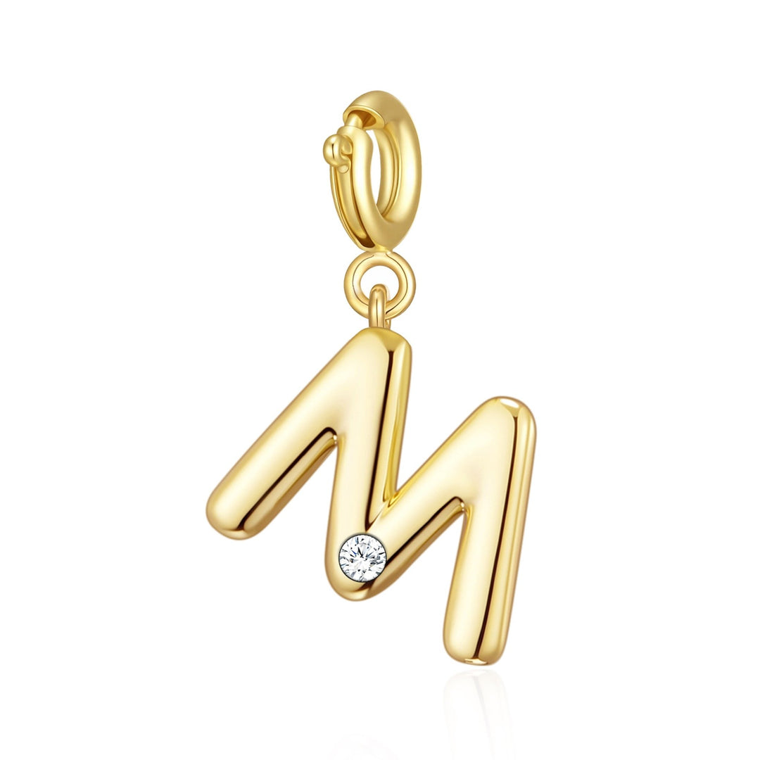 18k Gold Plated Clip On Initial Charms Letter A - Z Created with Zircondia® Crystals - Philip Jones Jewellery