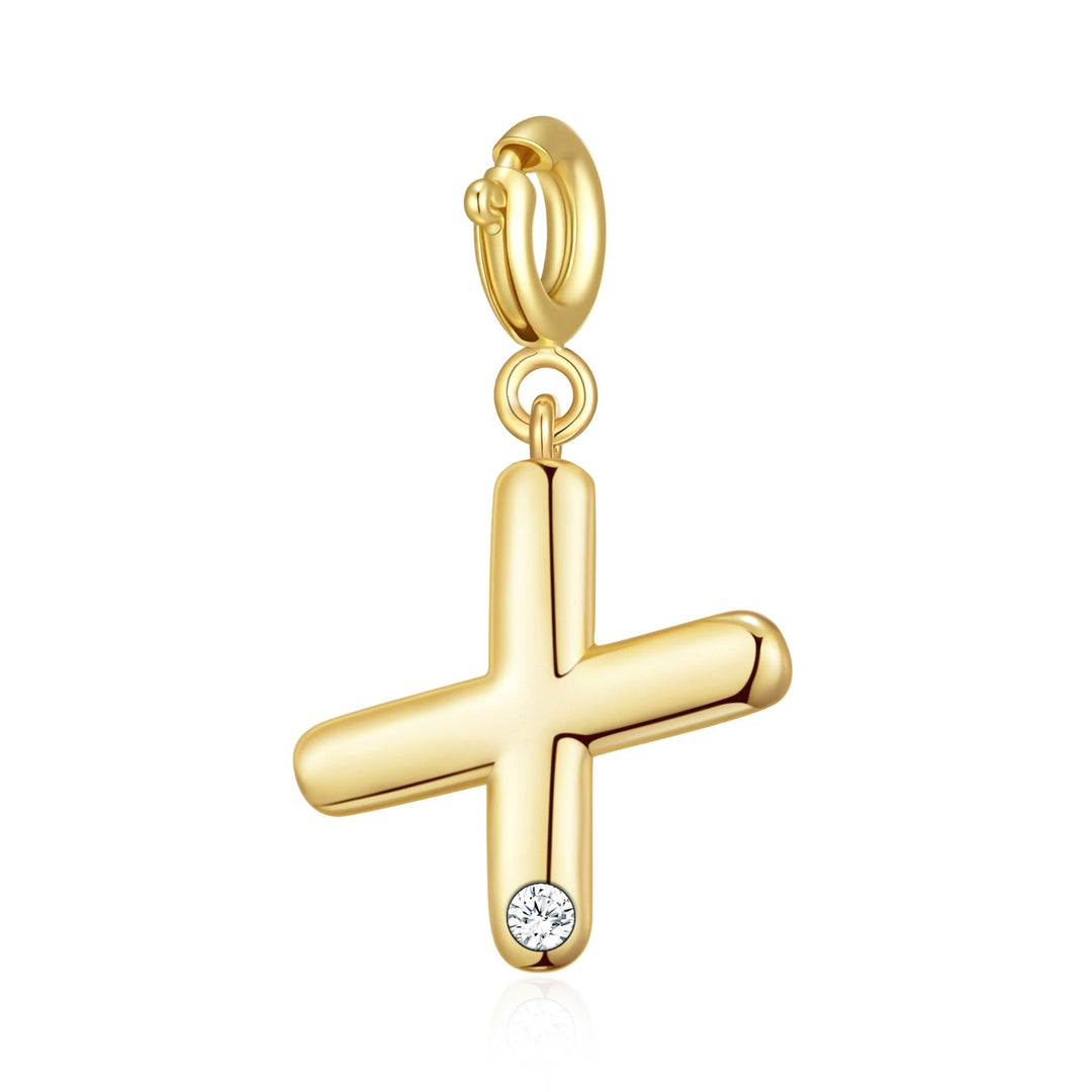 18k Gold Plated Clip On Initial Charms Letter A - Z Created with Zircondia® Crystals - Philip Jones Jewellery