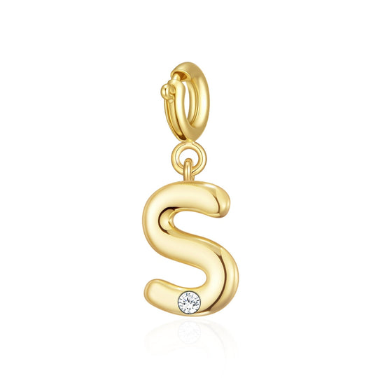 18k Gold Plated Clip On Initial Charms Letter A - Z Created with Zircondia® Crystals - Philip Jones Jewellery