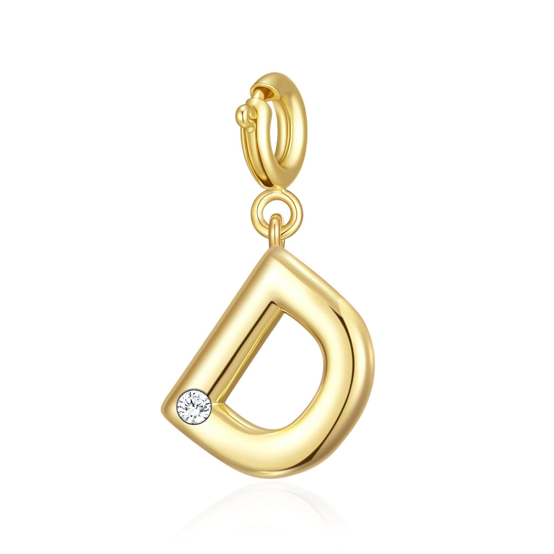 18k Gold Plated Clip On Initial Charms Letter A - Z Created with Zircondia® Crystals - Philip Jones Jewellery