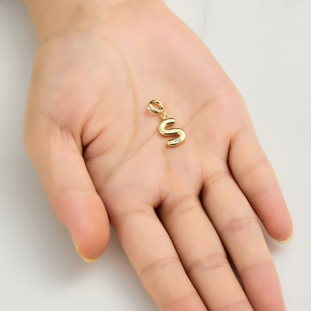 18k Gold Plated Clip On Initial Charms Letter A - Z Created with Zircondia® Crystals - Philip Jones Jewellery