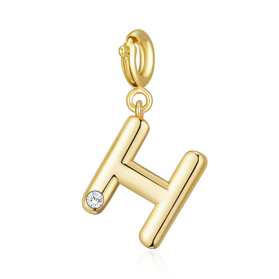 18k Gold Plated Clip On Initial Charms Letter A - Z Created with Zircondia® Crystals - Philip Jones Jewellery