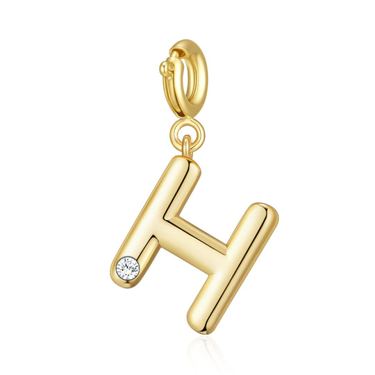 18k Gold Plated Clip On Initial Charms Letter A - Z Created with Zircondia® Crystals - Philip Jones Jewellery