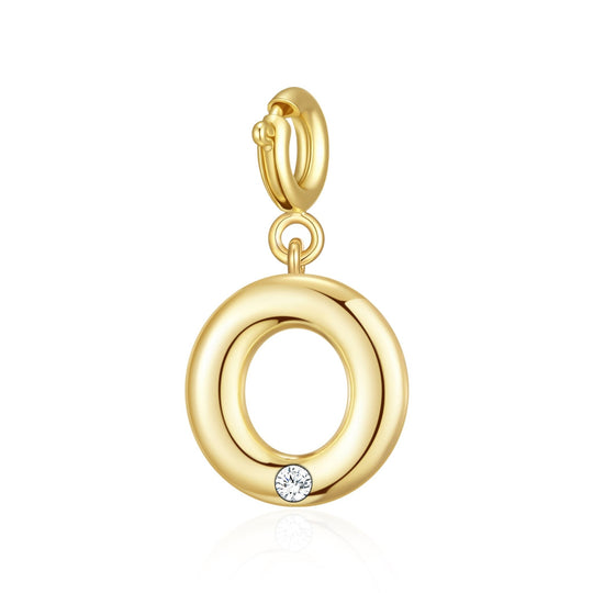 18k Gold Plated Clip On Initial Charms Letter A - Z Created with Zircondia® Crystals - Philip Jones Jewellery