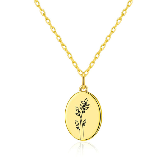 18k Gold Plated December Birth Flower Holly Berry Necklace with Card