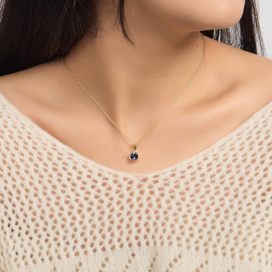 18k Gold Plated February (Amethyst) Birthstone Necklace Created with Zircondia® Crystals - Philip Jones Jewellery
