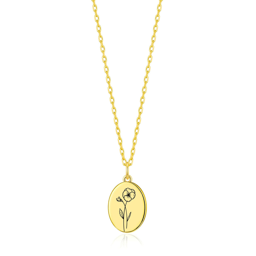 18k Gold Plated February Birth Flower Violet Necklace with Card