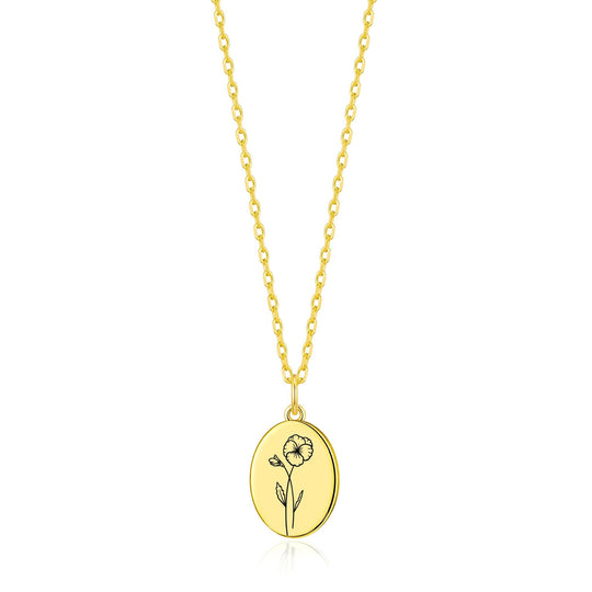 18k Gold Plated February Birth Flower Violet Necklace with Card