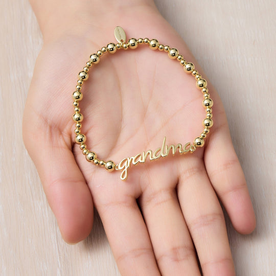 18k Gold Plated Grandma Beaded Stretch Bracelet - Philip Jones Jewellery
