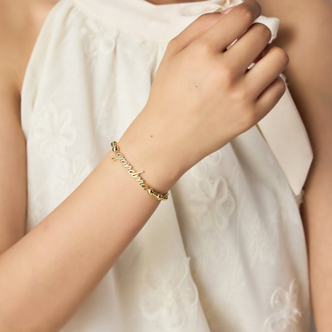 18k Gold Plated Grandma Beaded Stretch Bracelet - Philip Jones Jewellery