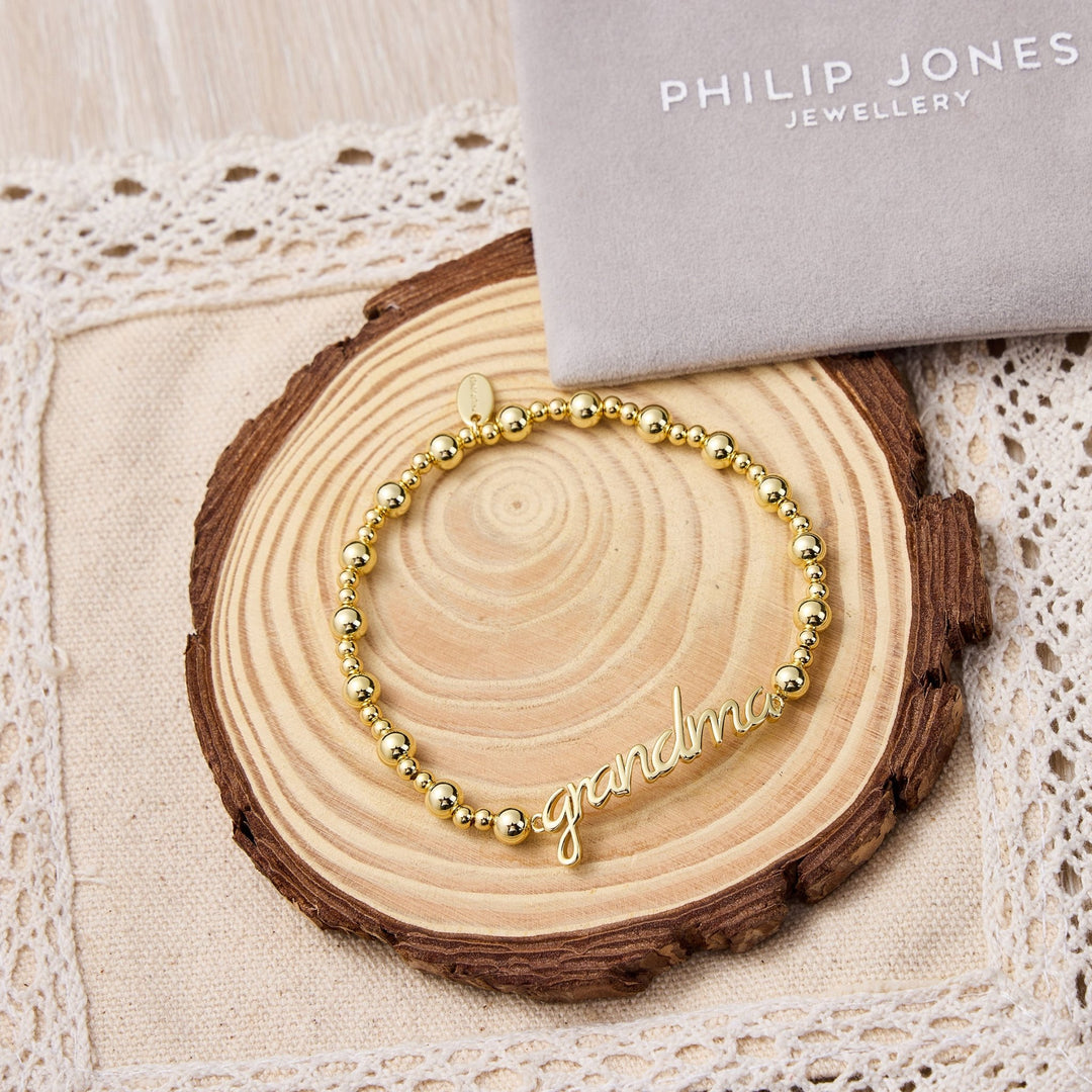 18k Gold Plated Grandma Beaded Stretch Bracelet - Philip Jones Jewellery