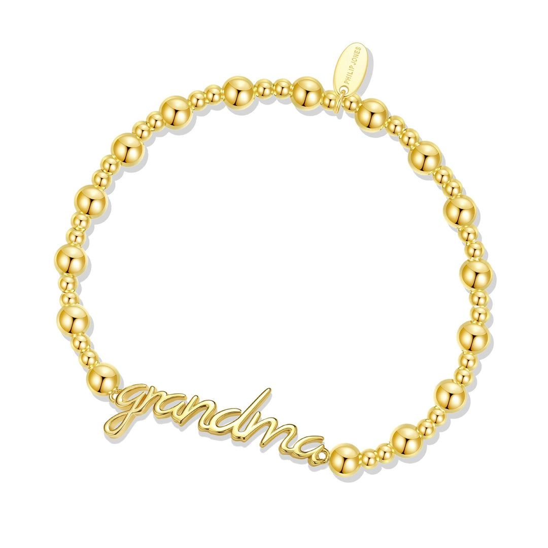 18k Gold Plated Grandma Beaded Stretch Bracelet - Philip Jones Jewellery