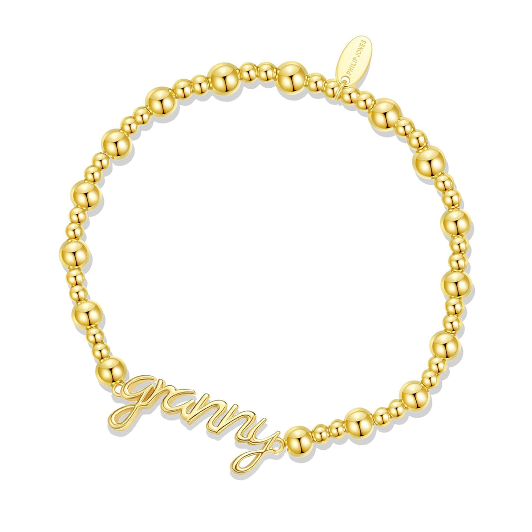 18k Gold Plated Granny Beaded Stretch Bracelet - Philip Jones Jewellery