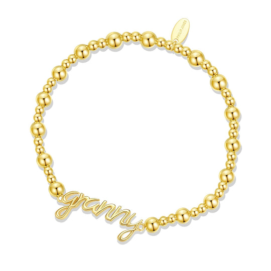 18k Gold Plated Granny Beaded Stretch Bracelet - Philip Jones Jewellery