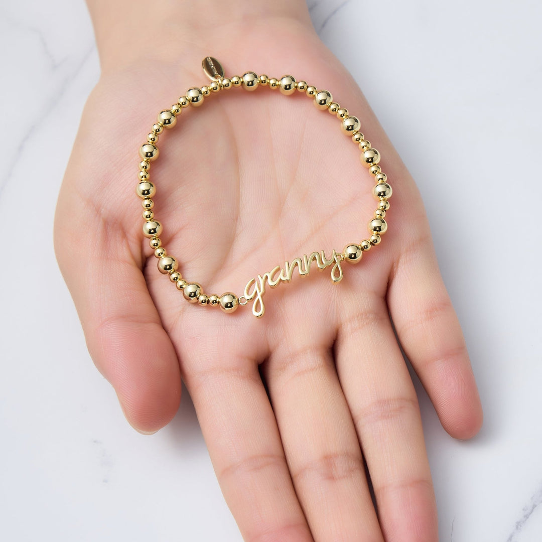 18k Gold Plated Granny Beaded Stretch Bracelet - Philip Jones Jewellery