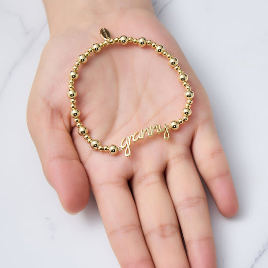 18k Gold Plated Granny Beaded Stretch Bracelet - Philip Jones Jewellery