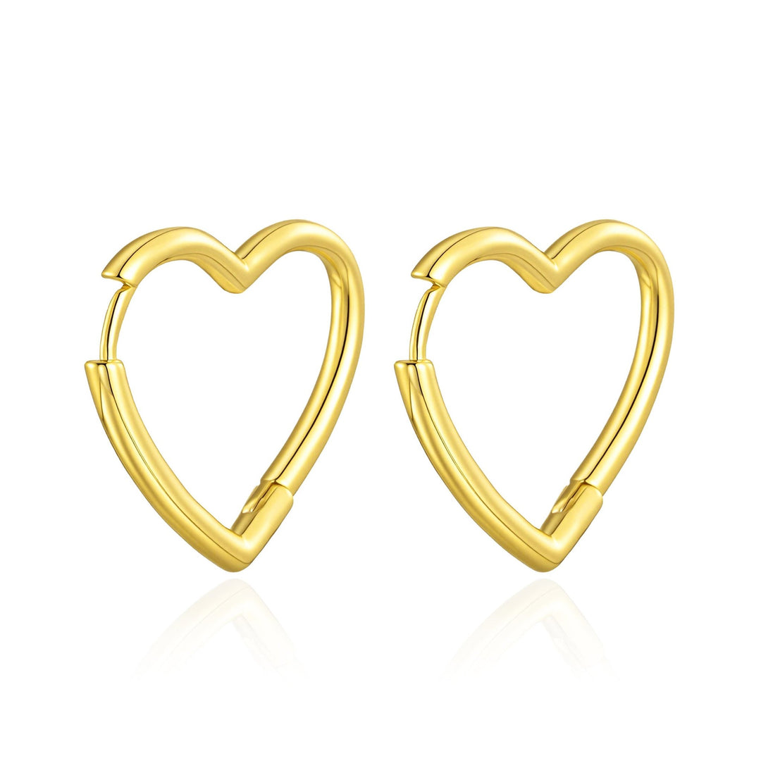 18k Gold Plated Heart Hoop Earrings - Philip Jones Jewellery