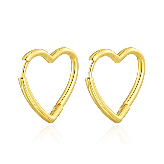 18k Gold Plated Heart Hoop Earrings - Philip Jones Jewellery
