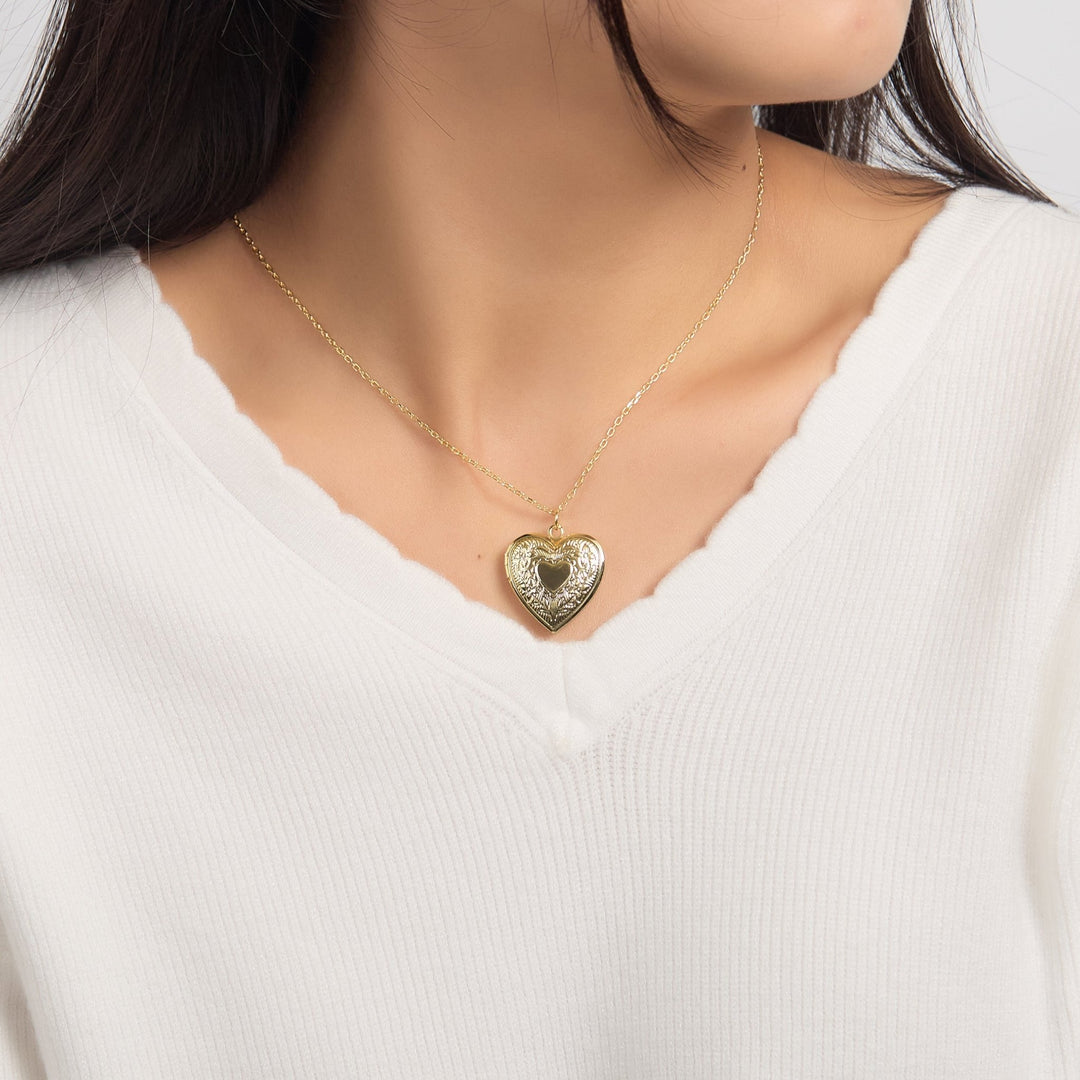 18k Gold Plated Heart Locket - Philip Jones Jewellery