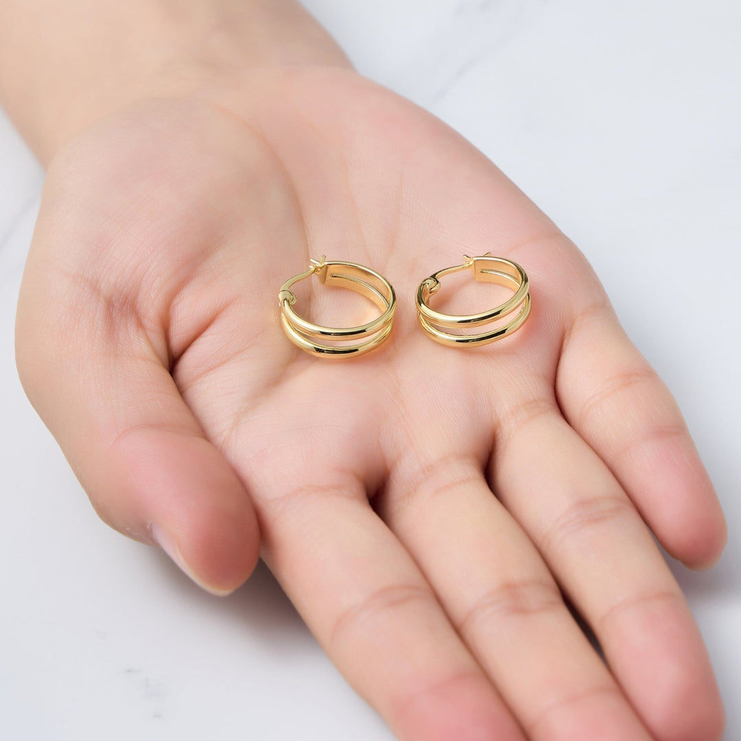 18k Gold Plated Illusion Hoop Earrings - Philip Jones Jewellery