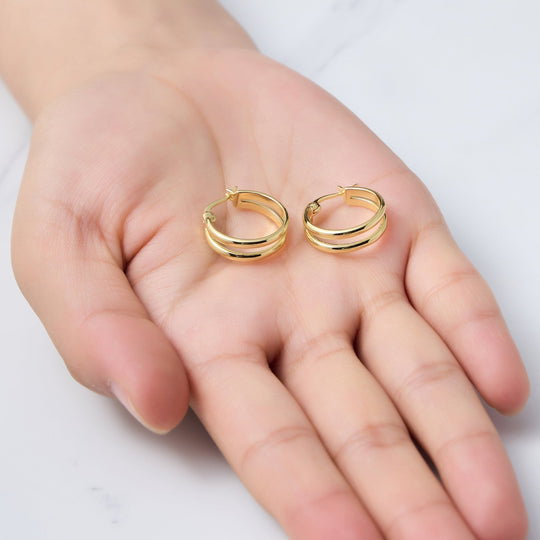 18k Gold Plated Illusion Hoop Earrings - Philip Jones Jewellery