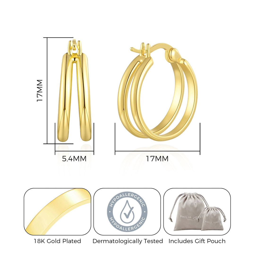 18k Gold Plated Illusion Hoop Earrings - Philip Jones Jewellery