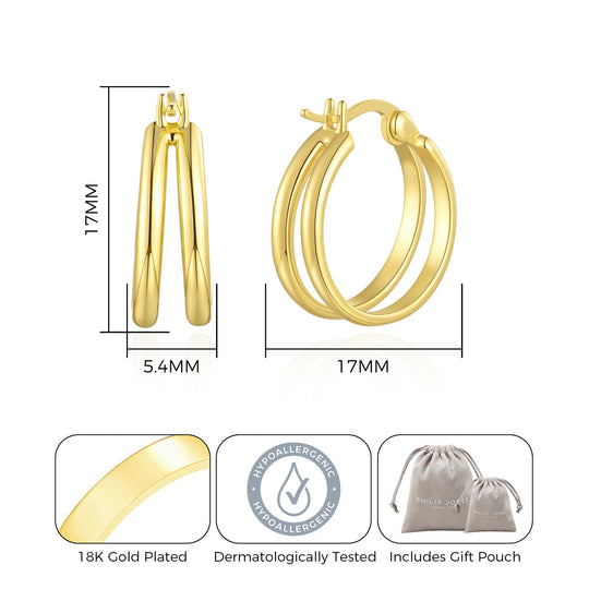 18k Gold Plated Illusion Hoop Earrings - Philip Jones Jewellery
