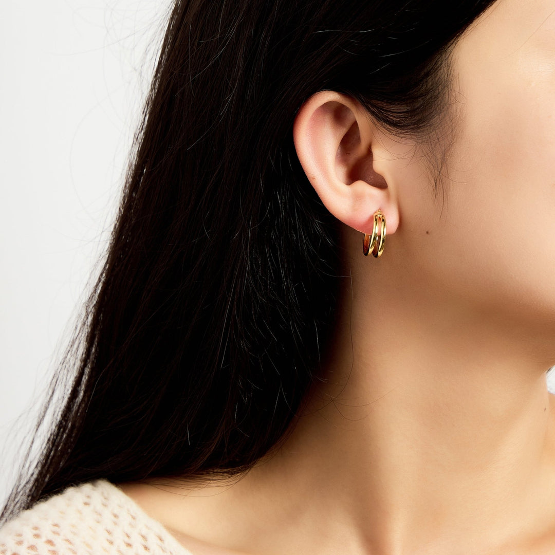 18k Gold Plated Illusion Hoop Earrings - Philip Jones Jewellery