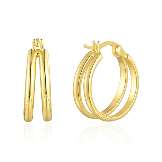 18k Gold Plated Illusion Hoop Earrings - Philip Jones Jewellery