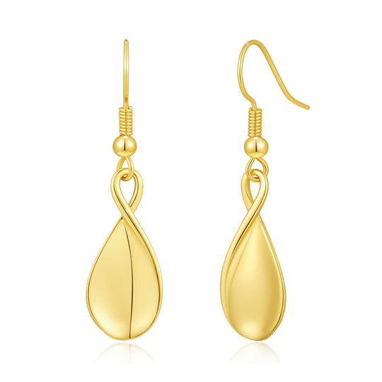 18k Gold Plated Infinity Curve Drop Earrings - Philip Jones Jewellery