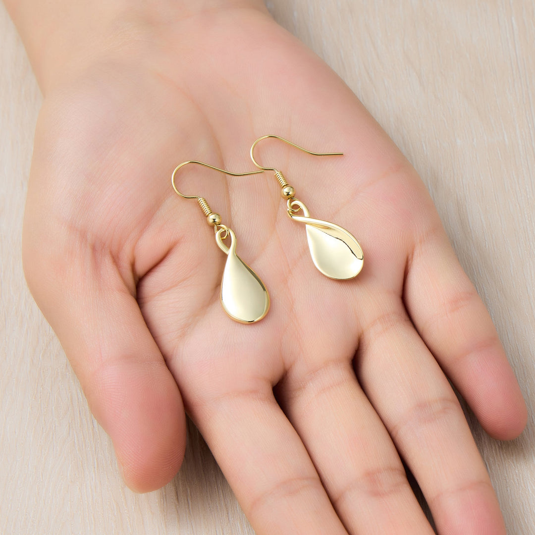 18k Gold Plated Infinity Curve Drop Earrings - Philip Jones Jewellery