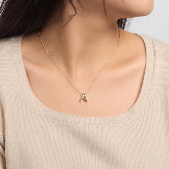 18k Gold Plated Initial Necklace Letter A Created with Zircondia® Crystals - Philip Jones Jewellery