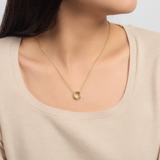 18k Gold Plated Initial Necklace Letter O Created with Zircondia® Crystals - Philip Jones Jewellery