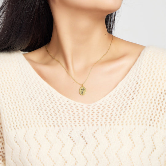 18k Gold Plated January Birth Flower Snowdrop Necklace with Card