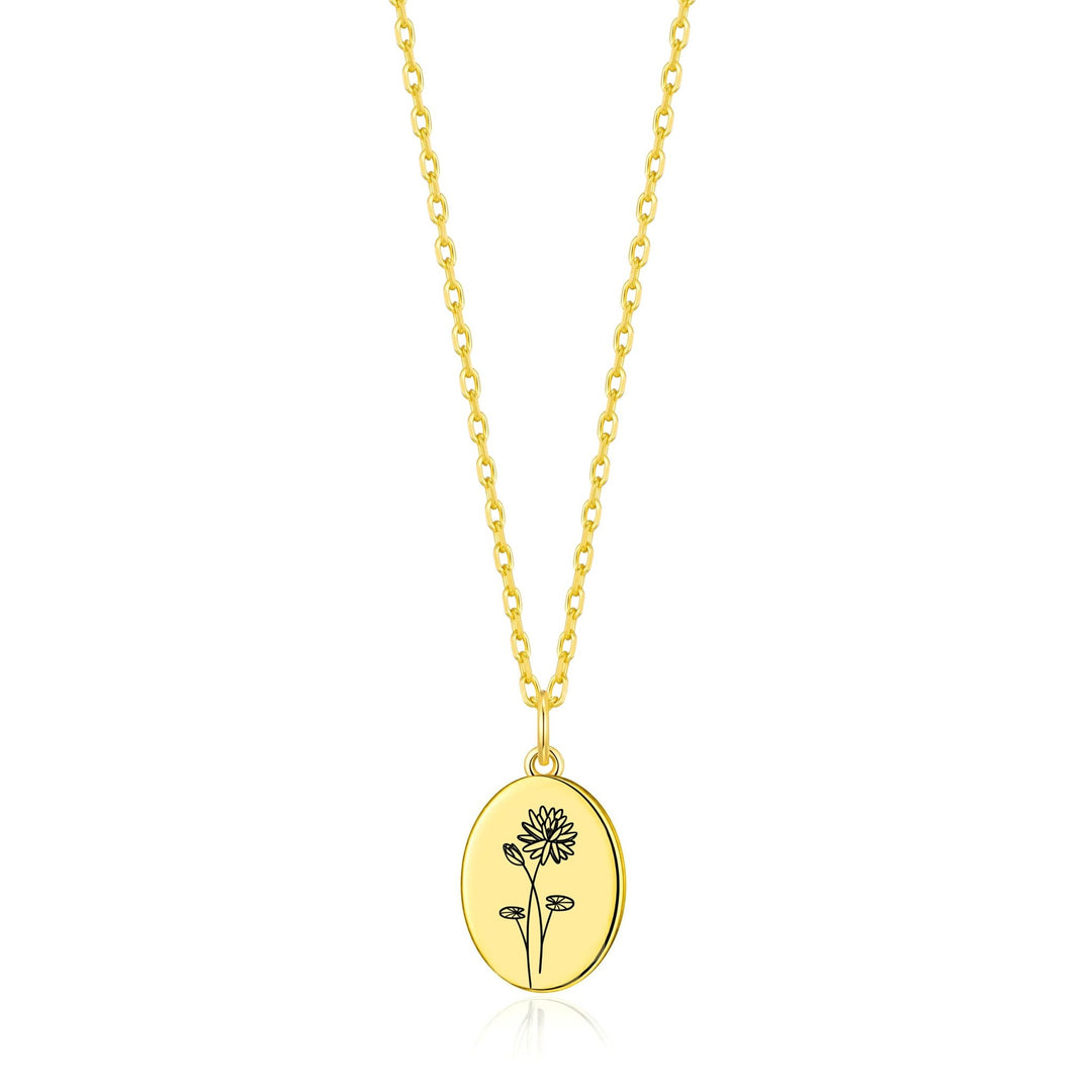 18k Gold Plated July Birth Flower Water Lily Necklace with Card