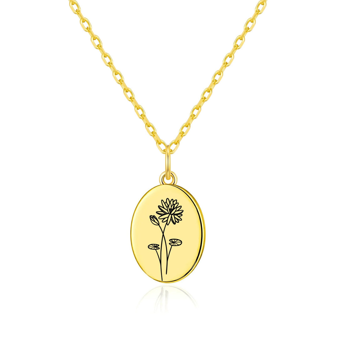 18k Gold Plated July Birth Flower Water Lily Necklace with Card