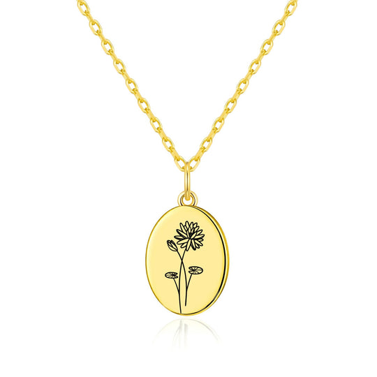 18k Gold Plated July Birth Flower Water Lily Necklace with Card
